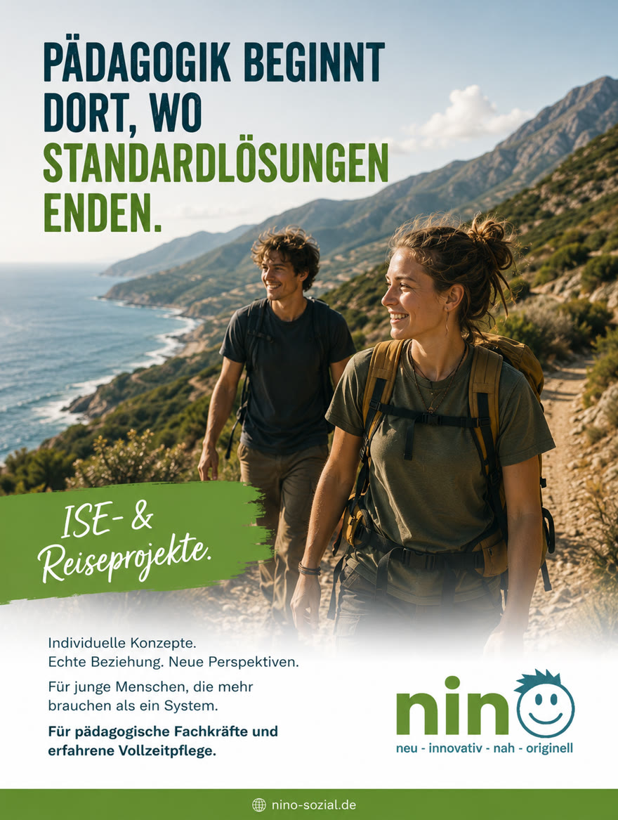nino Social-Ad: Pädagogik beginnt, wo Standardlösungen enden — ISE- und Reiseprojekte